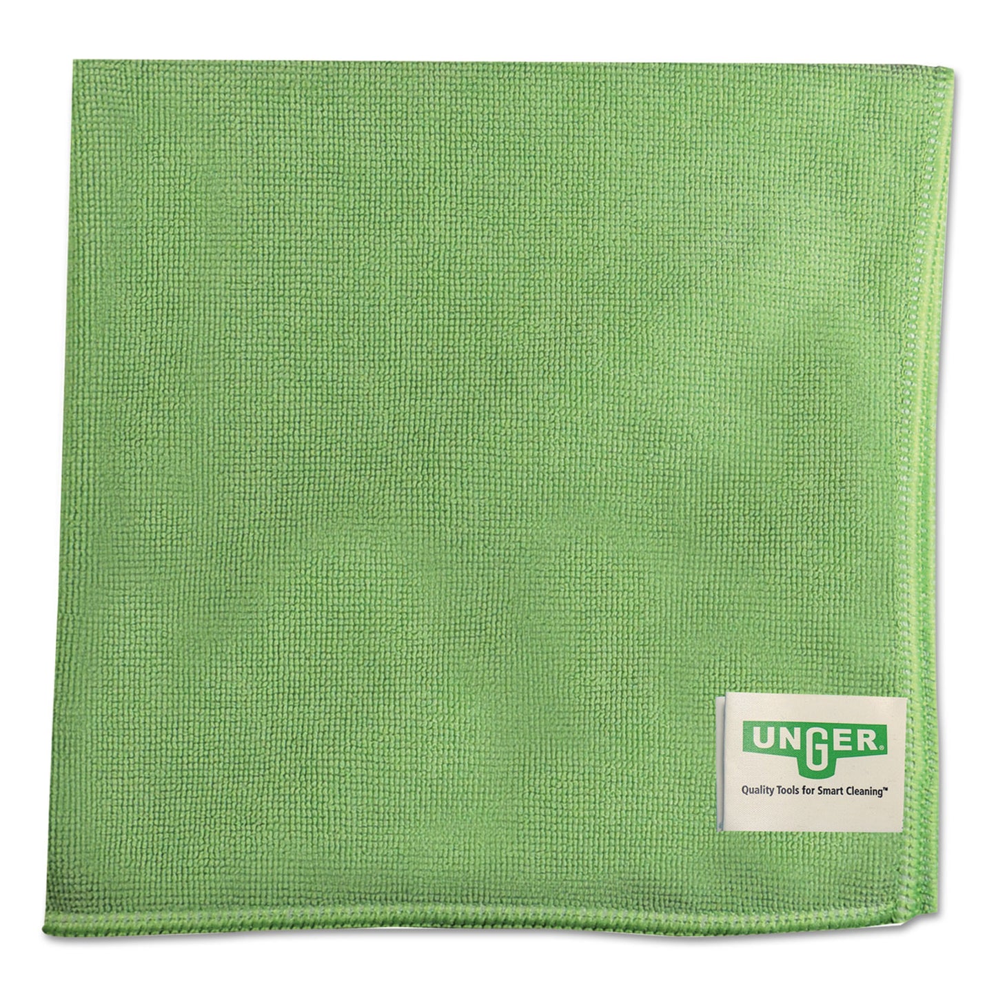Unger SmartColor MicroWipes, Microfiber, 16 x 15, Green, 10/Pack (MF400PK)