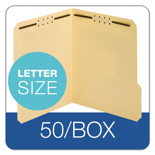 Pendaflex Top Tab Fastener Folder, 0.75" Expansion, 2 Fasteners, Letter Size, Manila Exterior, 50/Box (1453718PT)
