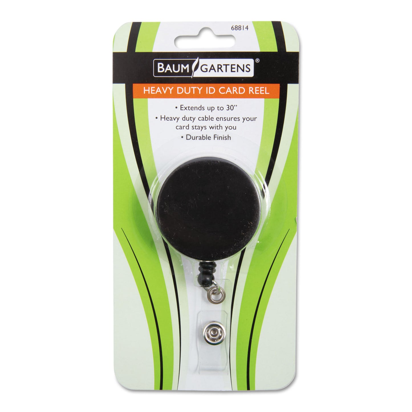 SICURIX Heavy Duty ID Card Reel, 30" Extension, Black/Chrome (68814)