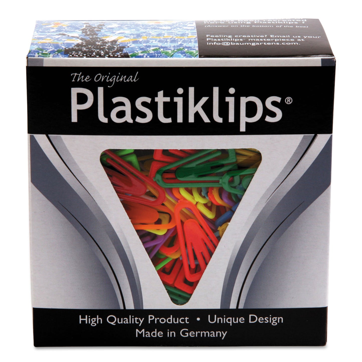 Baumgartens Plastiklips Paper Clips, Medium, Smooth, Assorted Colors, 500/Box (LP0300)