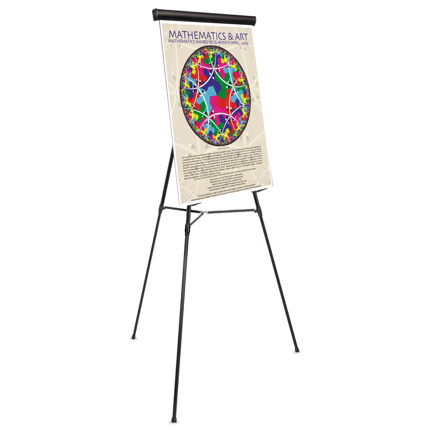 MasterVision Telescoping Tripod Display Easel, Adjusts 38" to 69" High, Metal, Black (FLX05101MV)