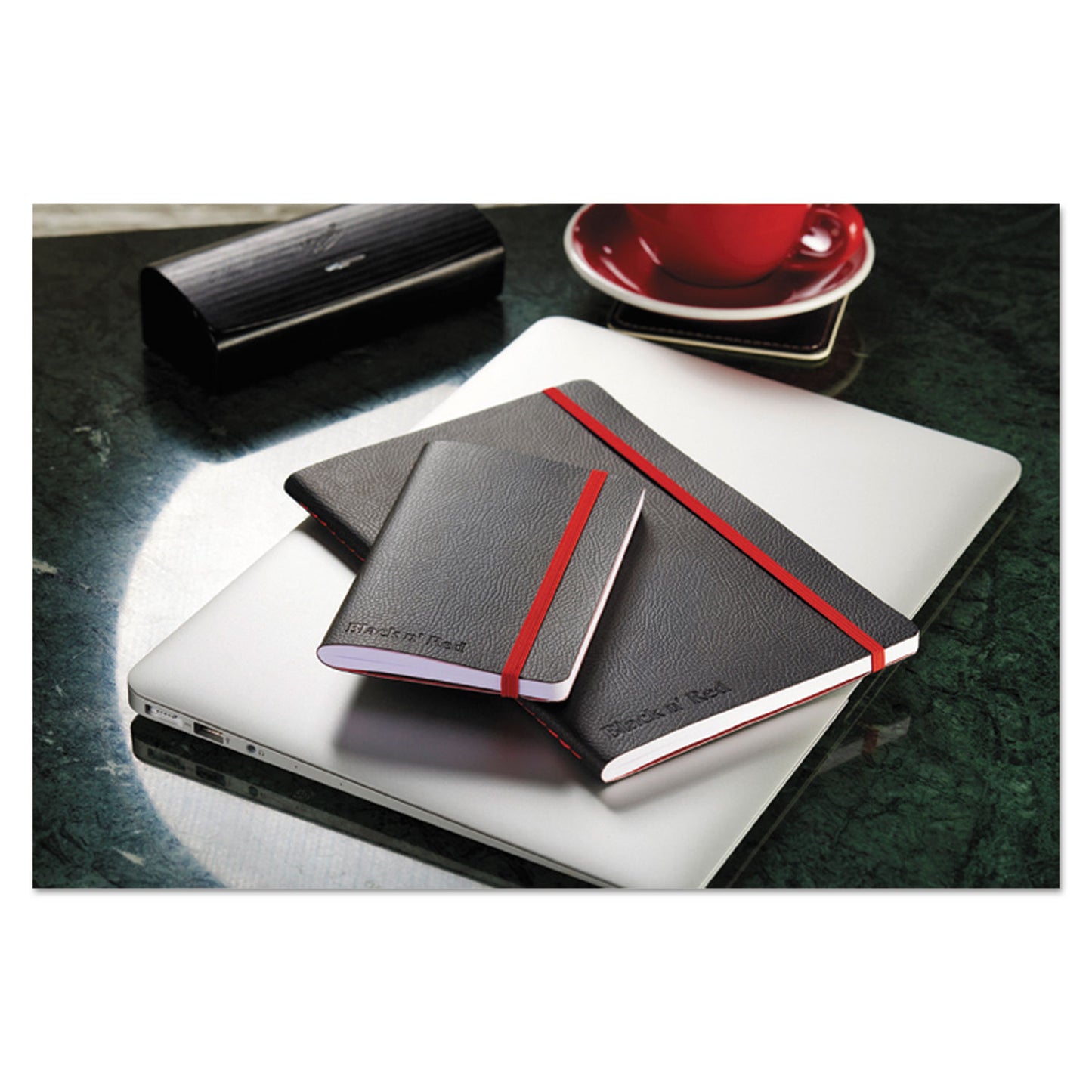 Red Flexible Cover Casebound Notebooks, SCRIBZEE Compatible, 1-Subject, Wide/Legal Rule, Black Cover, (71) 8.25 x 5.75 Sheets (400065000)