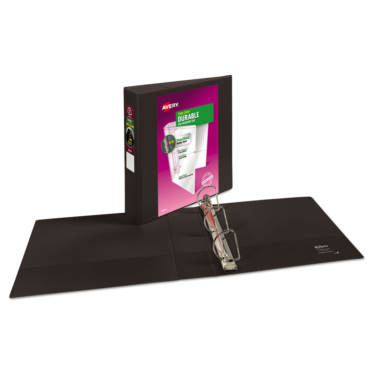 Avery Durable View Binder with DuraHinge and Slant Rings, 3 Rings, 2" Capacity, 11 x 8.5, Black (17031)
