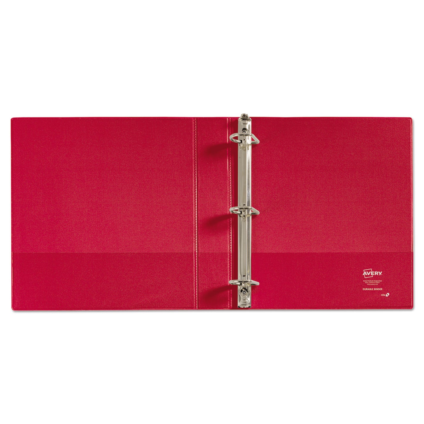 Avery Durable Non-View Binder with DuraHinge and Slant Rings, 3 Rings, 1.5" Capacity, 11 x 8.5, Red (27202)