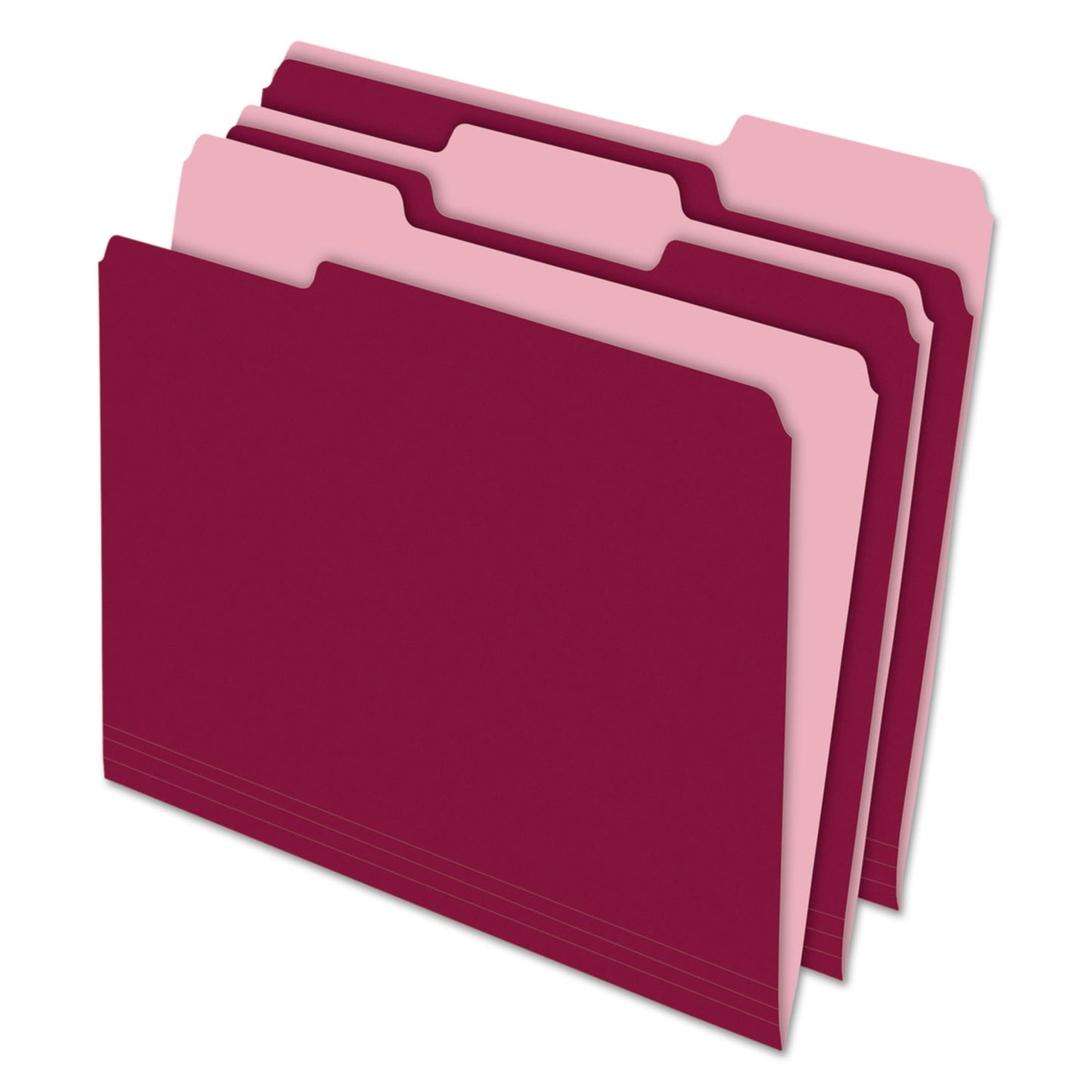 Pendaflex Interior File Folders, 1/3-Cut Tabs: Assorted, Letter Size, Burgundy, 100/Box (421013BUR)