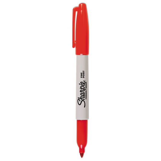 Sharpie Fine Tip Permanent Marker, Fine Bullet Tip, Red, Dozen (30002B)