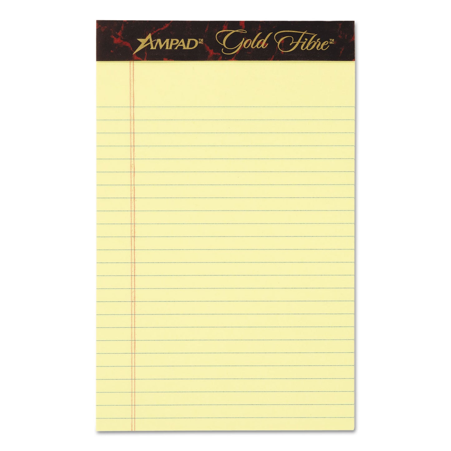 Ampad Gold Fibre Quality Writing Pads, Medium/College Rule, 50 Canary-Yellow 5 x 8 Sheets, Dozen (20004)