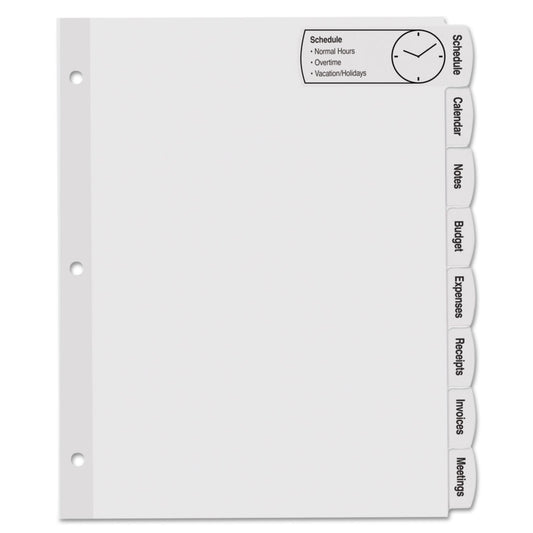 Avery Big Tab Printable Large White Label Tab Dividers, 8-Tab, 11 x 8.5, White, 20 Sets (14441)