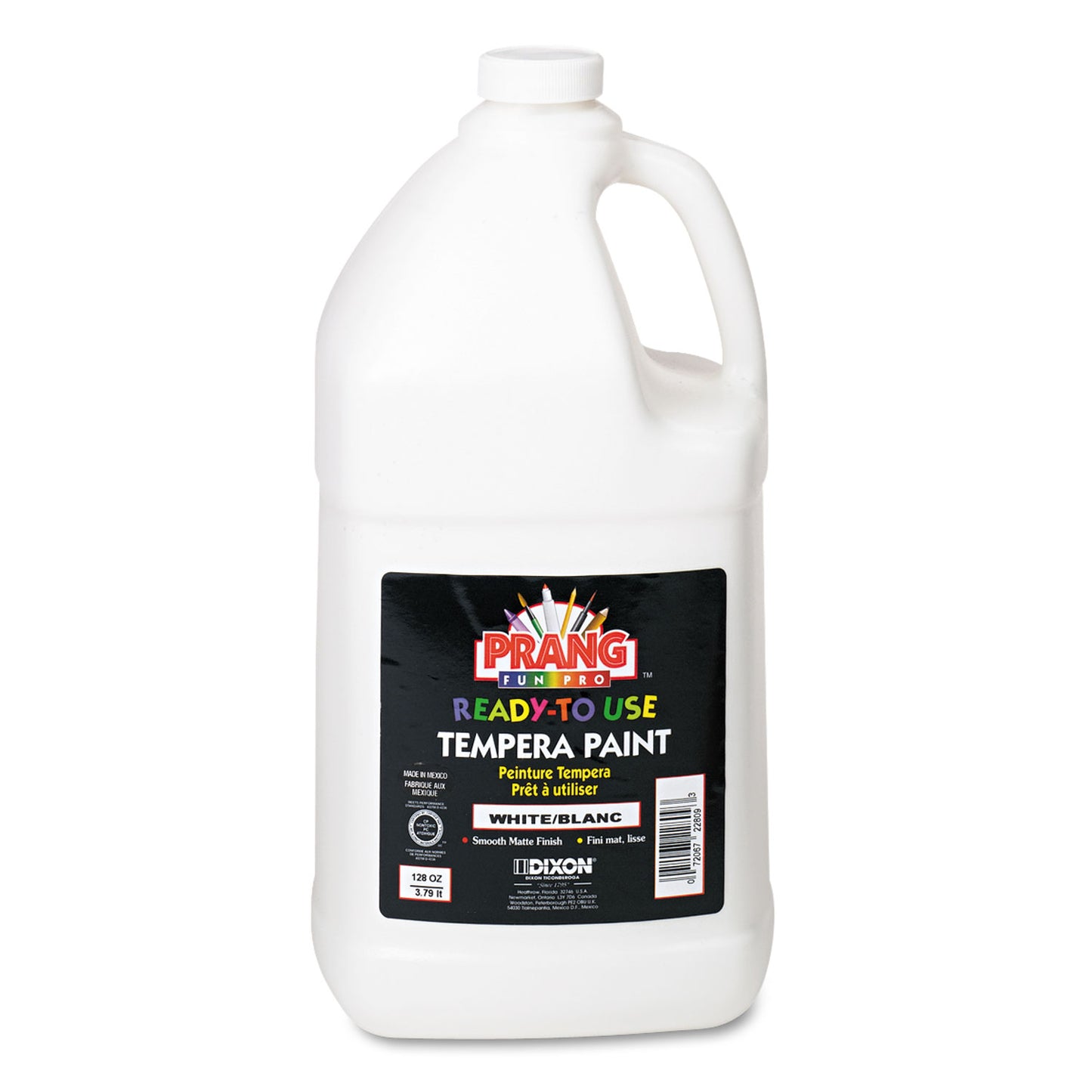 Prang Ready-to-Use Tempera Paint, White, 1 gal Bottle (22809)