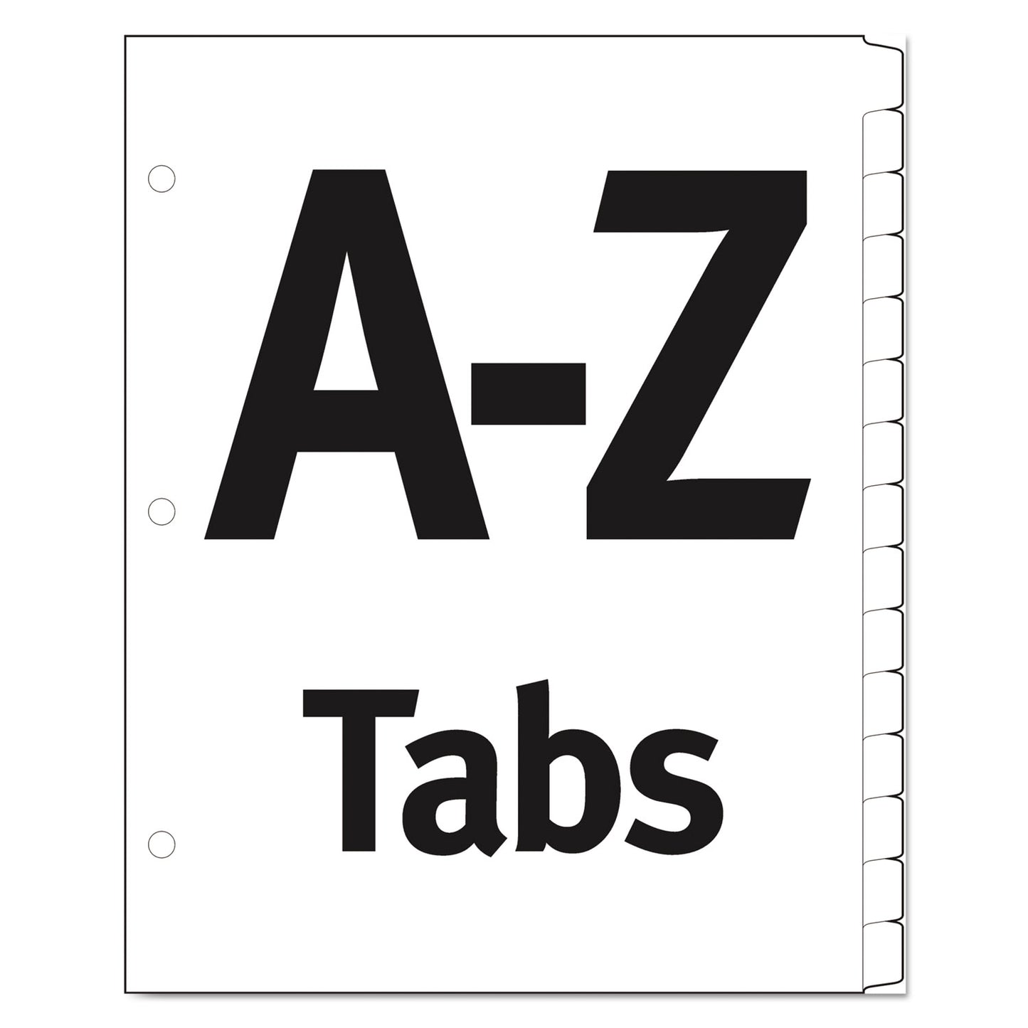 Office Essentials Table 'n Tabs Dividers, 26-Tab, A to Z, 11 x 8.5, White, Assorted Tabs, 1 Set (11677)
