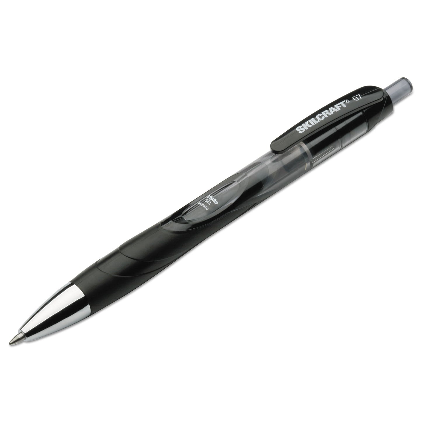 AbilityOne 7520015745970, SKILCRAFT VISTA Secure Gel Pen, Retractable, Medium 0.7 mm, Black Ink, Smoke/Black Barrel, 3/Pack