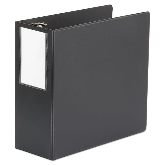 Universal Deluxe Non-View D-Ring Binder with Label Holder, 3 Rings, 5" Capacity, 11 x 8.5, Black (20714)