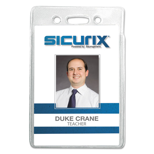 SICURIX Badge Holder, Vertical, 2.75 x 4.13, Clear, 12/Pack (67820)