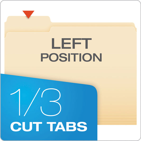 Pendaflex Manila File Folders, 1/3-Cut Tabs: Left Position, Letter Size, 0.75" Expansion, Manila, 100/Box (752131)