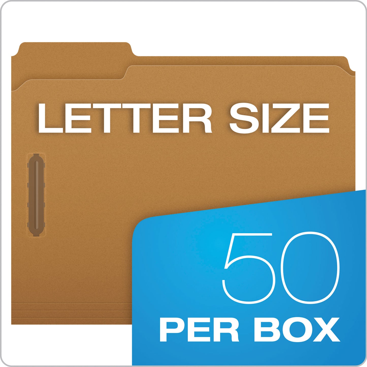 Pendaflex Kraft Fastener Folders, 1/3-Cut Tabs, 2 Fasteners, Letter Size, Kraft Exterior, 50/Box (FK212)