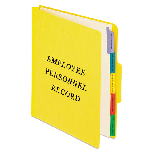 Pendaflex Vertical-Style Personnel Folders, 2" Expansion, 5 Dividers, 2 Fasteners, Letter Size, Yellow Exterior (SER1YEL)