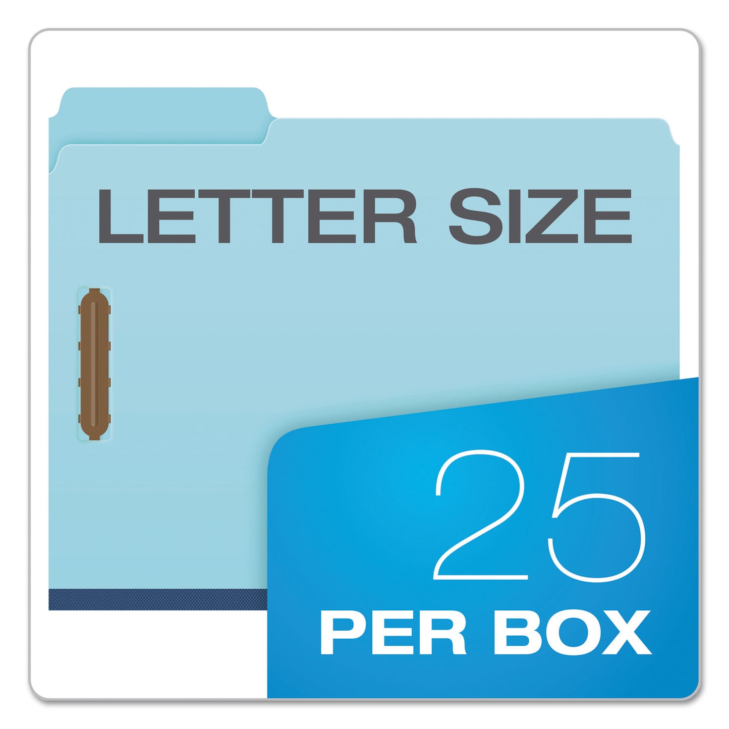 Earthwise by Pendaflex Heavy-Duty Pressboard Fastener Folders, 2" Expansion, 2 Fasteners, Letter Size, Light Blue, 25/Box (61542)