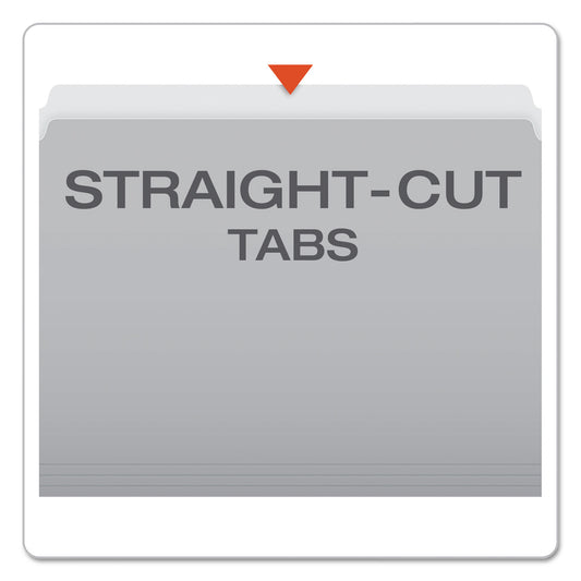 Pendaflex Colored File Folders, Straight Tabs, Letter Size, Gray/Light Gray, 100/Box (152GRA)