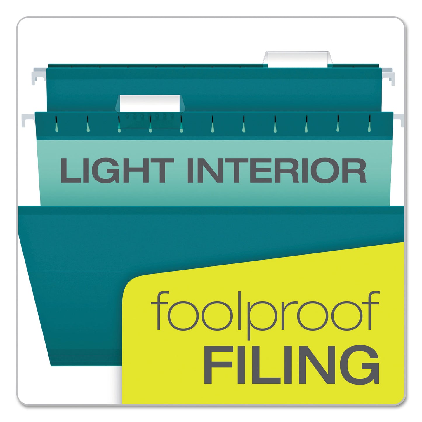 Pendaflex Colored Reinforced Hanging Folders, Legal Size, 1/5-Cut Tabs, Teal, 25/Box (415315TEA)
