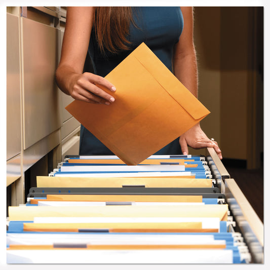 Quality Park Redi-Strip Catalog Envelope, #13 1/2, Cheese Blade Flap, Redi-Strip Adhesive Closure, 10 x 13, Brown Kraft, 100/Box (44762)