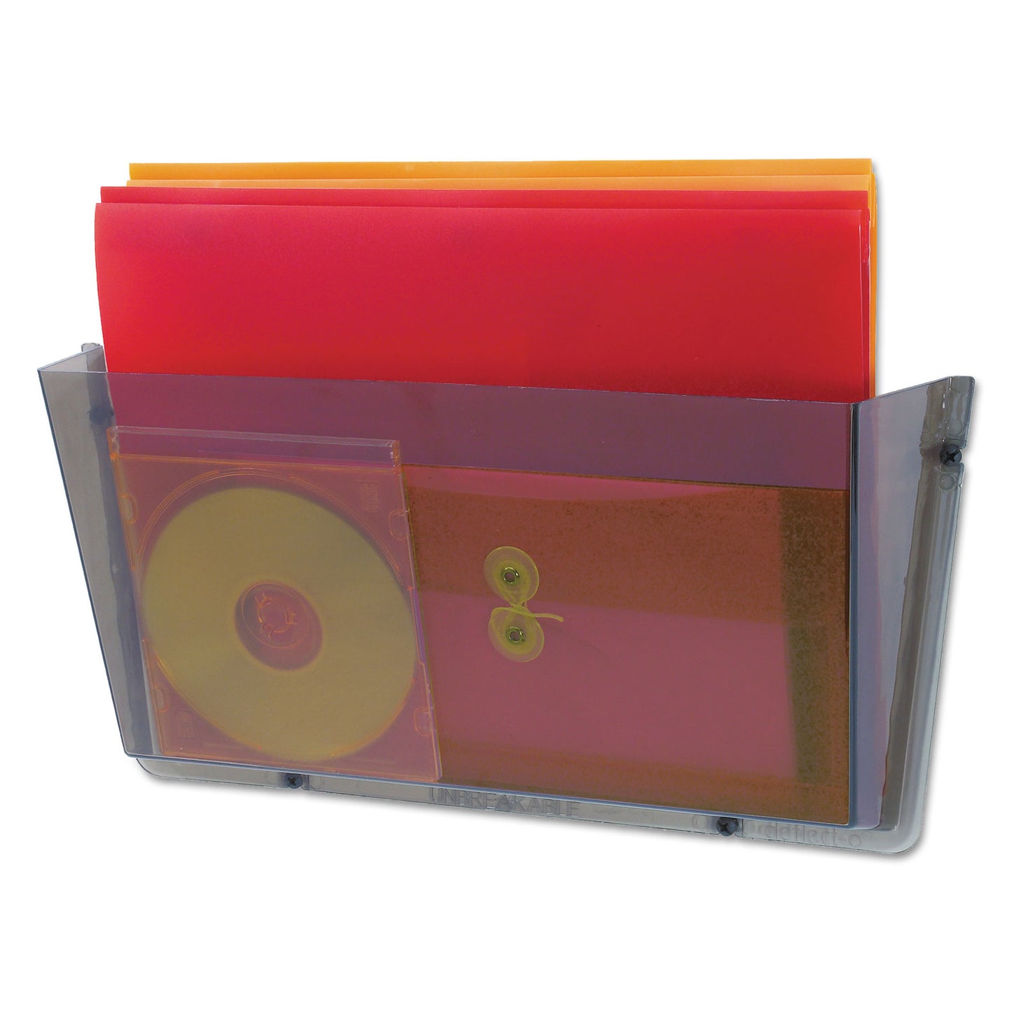 Deflecto Unbreakable DocuPocket Wall File, Letter Size, 14.5" x 3" x 6.5", Smoke (63202)