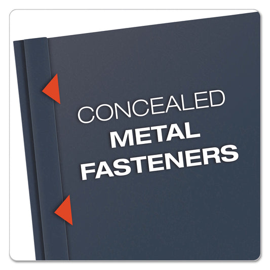 Oxford Clear Front Standard Grade Report Cover, Three-Prong Fastener, 0.5" Capacity, 8.5 x 11, Clear/Dark Blue, 25/Box (55838)