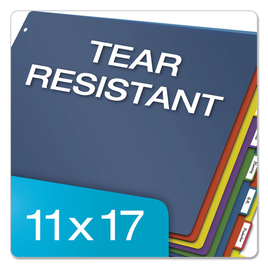 Cardinal Tabloid-Size Poly Index Divider, 8-Tab, 11 x 17, Assorted, 1 Set (84251)