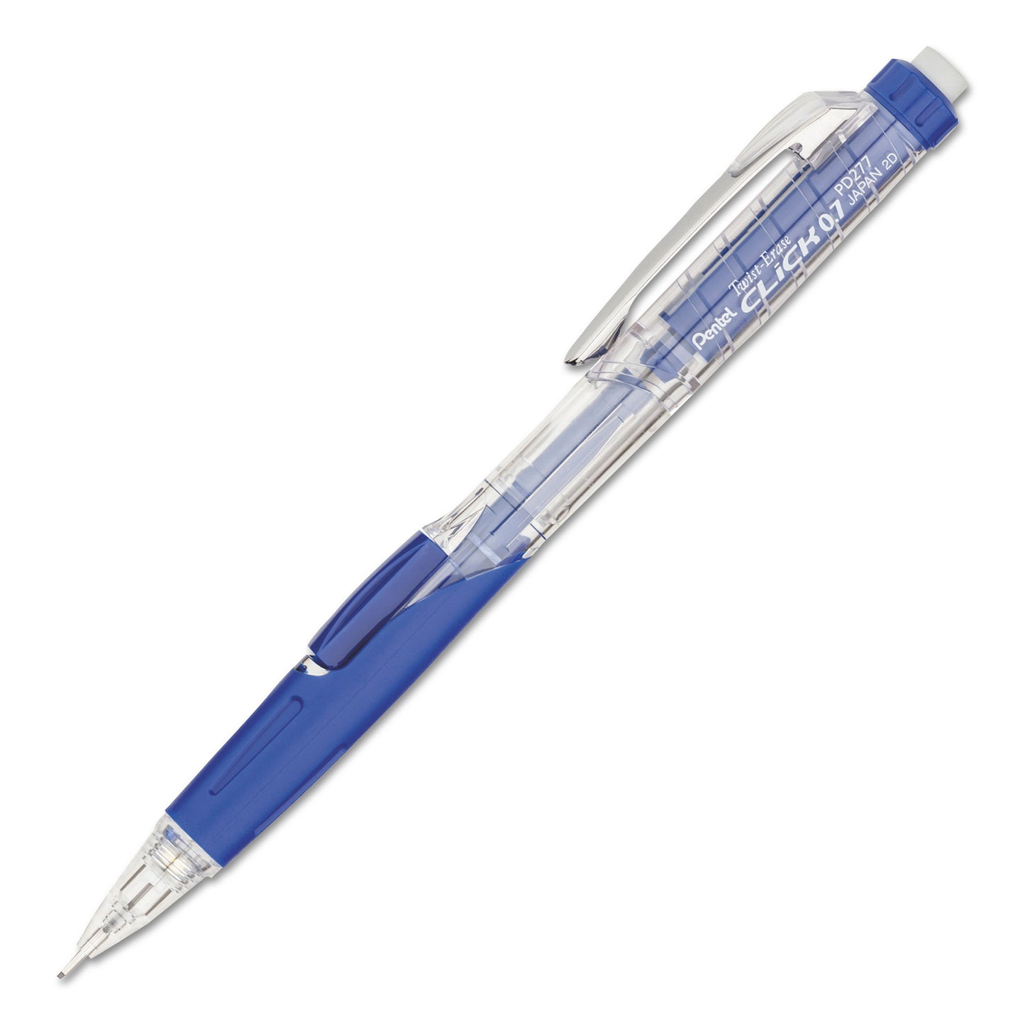 Pentel Twist-Erase CLICK Mechanical Pencil, 0.7 mm, HB (#2), Black Lead, Blue Barrel (PD277TC)