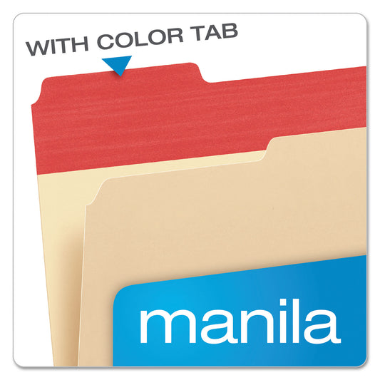 Pendaflex Color Tab File Folders, 1/3-Cut Tabs: Assorted, Letter Size, 0.75" Expansion, Manila, 50/Box (84101)