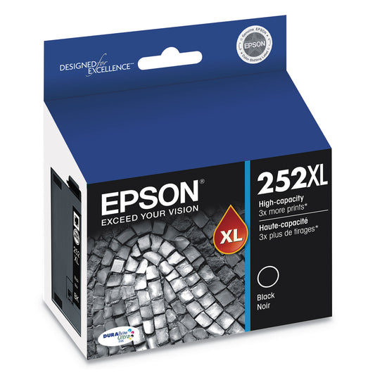 Epson T252XL120-S (252XL) DURABrite Ultra High-Yield Ink, 1,100 Page-Yield, Black