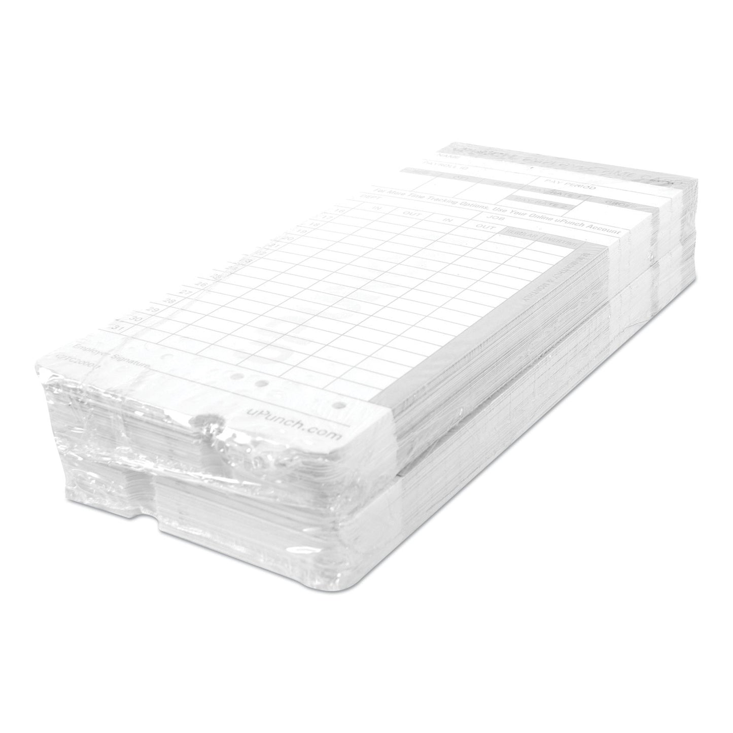 Time Clock Cards for uPunch HN2000/HN4000/HN4600, Two Sides, 7.5 x 3.5, 100/Pack (HNTCL2100)