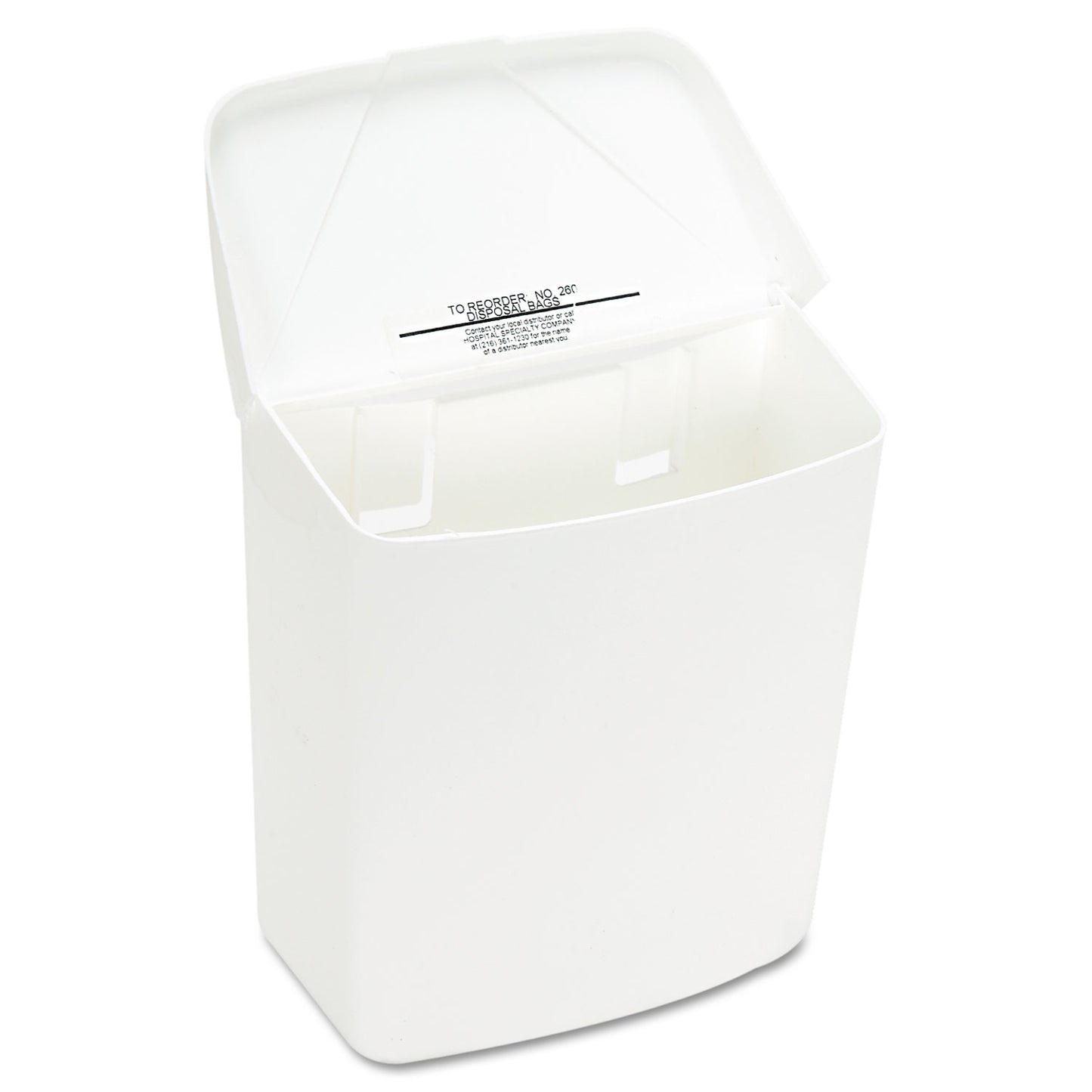 HOSPECO Wall Mount Sanitary Napkin Receptacle-PPC, 1 gal, PPC Plastic, White (250201W)