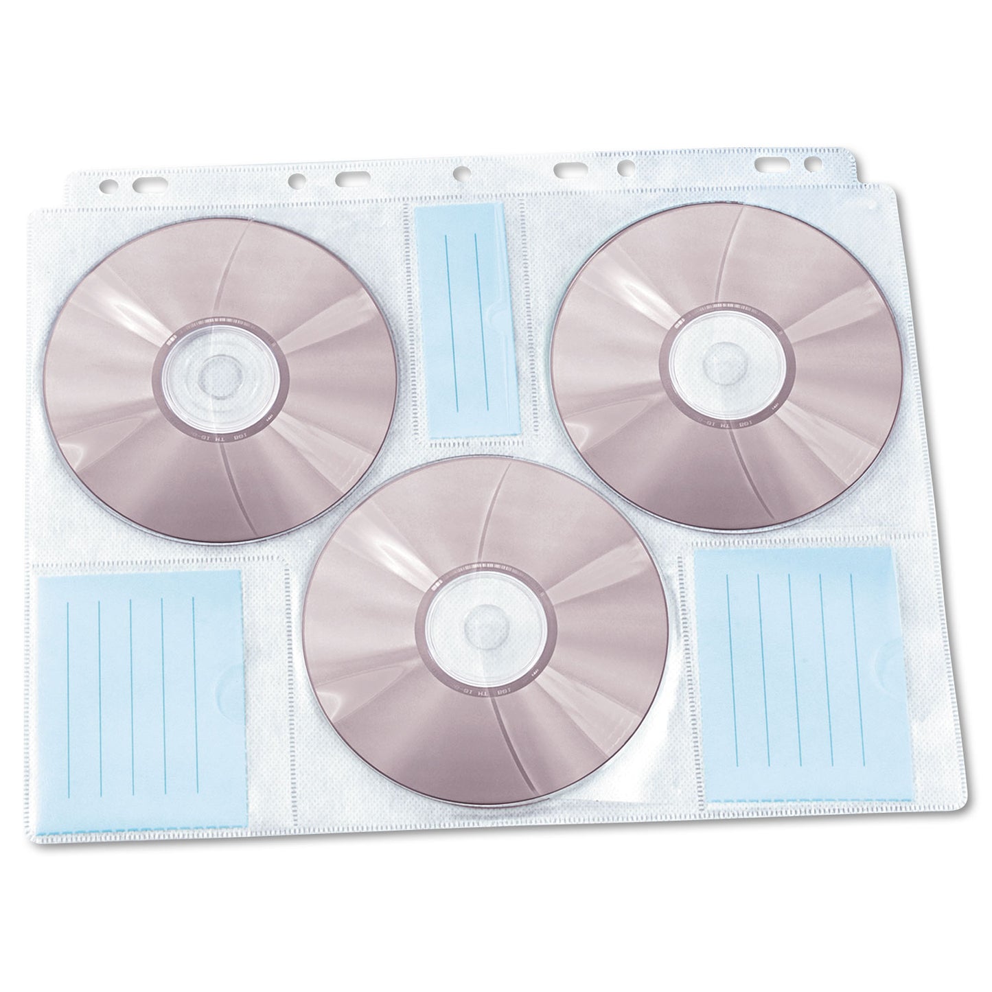 Innovera Two-Sided CD/DVD Pages for Three-Ring Binder, 6 Disc Capacity, Clear, 10/Pack (39301)