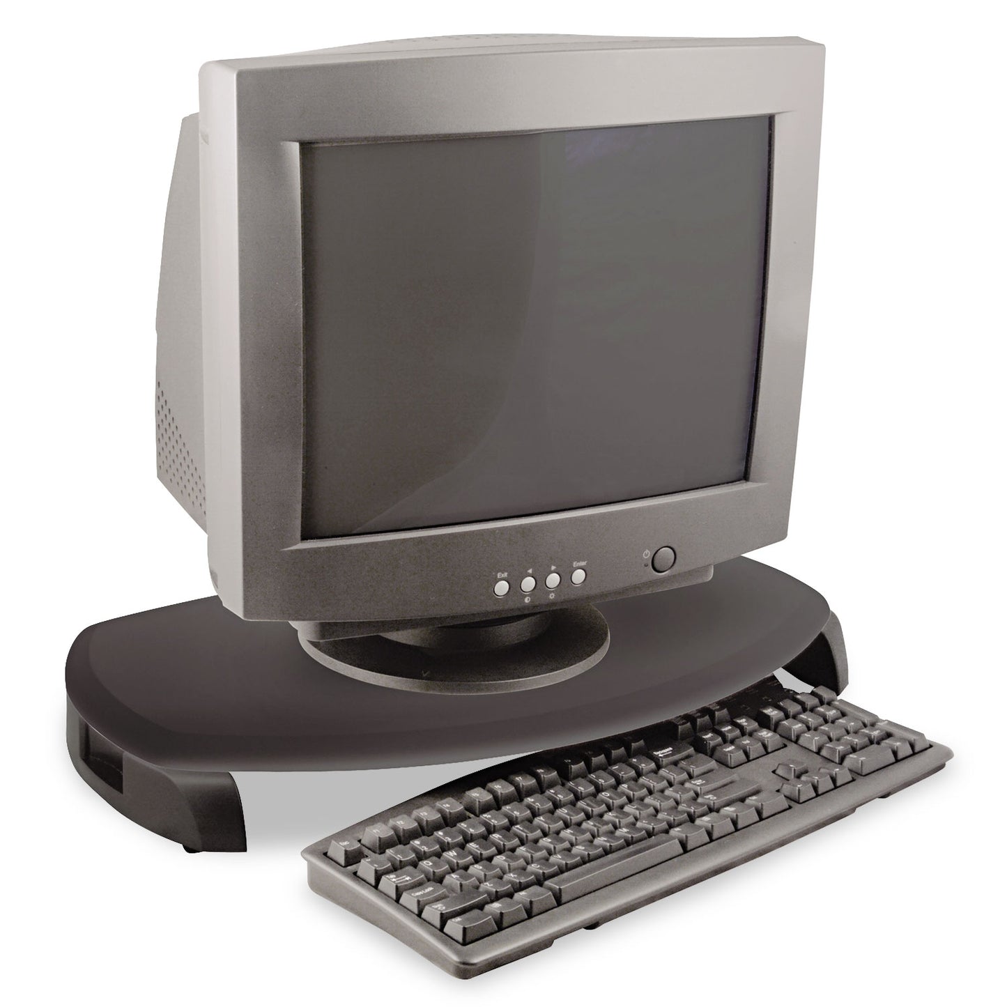 Kantek CRT/LCD Stand with Keyboard Storage, 23" x 13.25" x 3", Black, Supports 80 lbs (MS280B)
