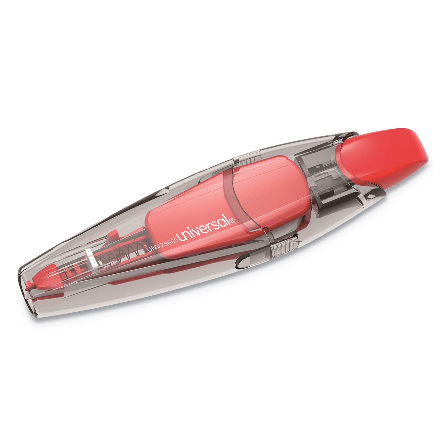 Universal Retractable Pen Style Correction Tape, Transparent Gray/Red Applicator, 0.2" x 236", 4/Pack (75605)