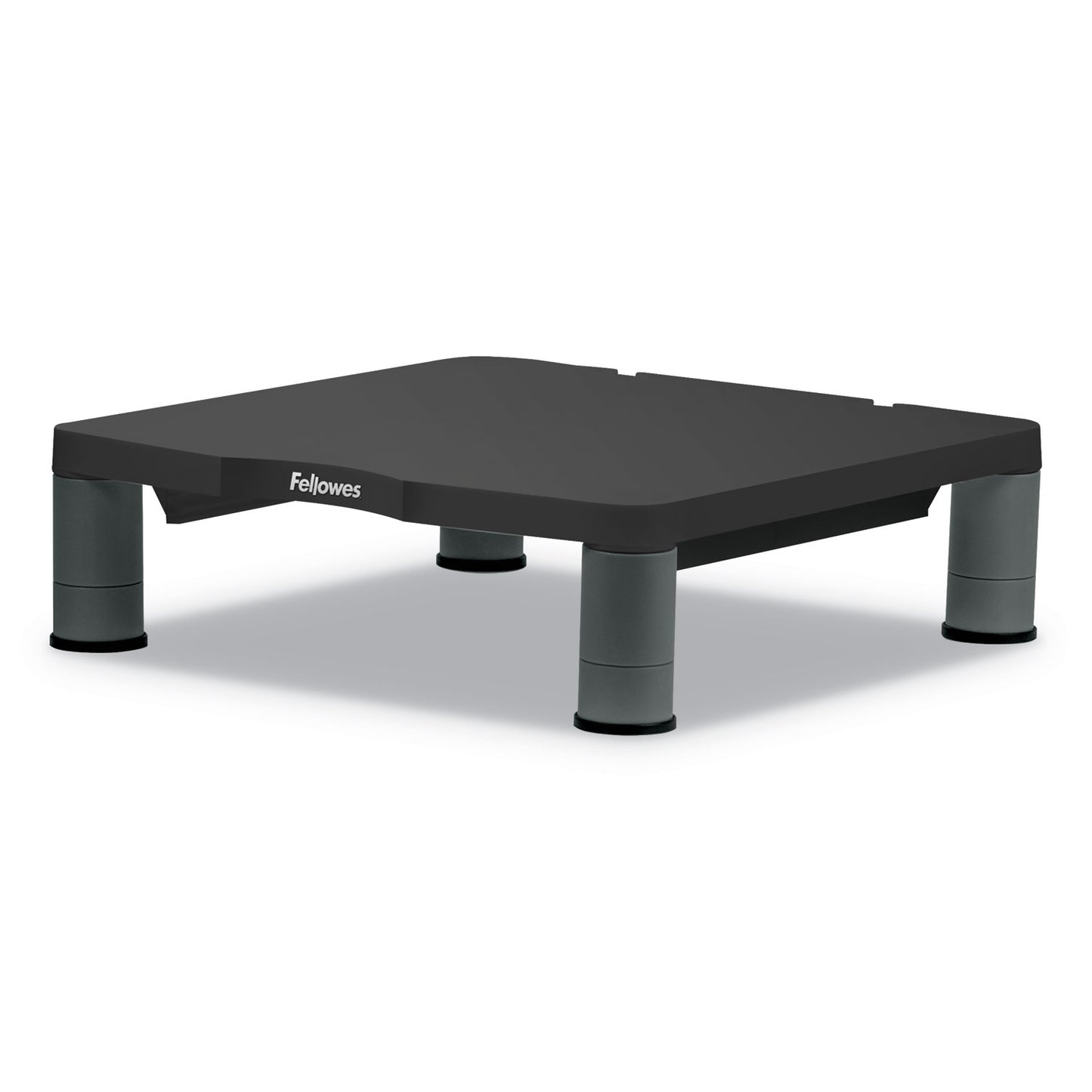Fellowes Standard Monitor Riser, 13.38" x 13.63" x 2" to 4", Graphite, Supports 60 lbs (9169301)