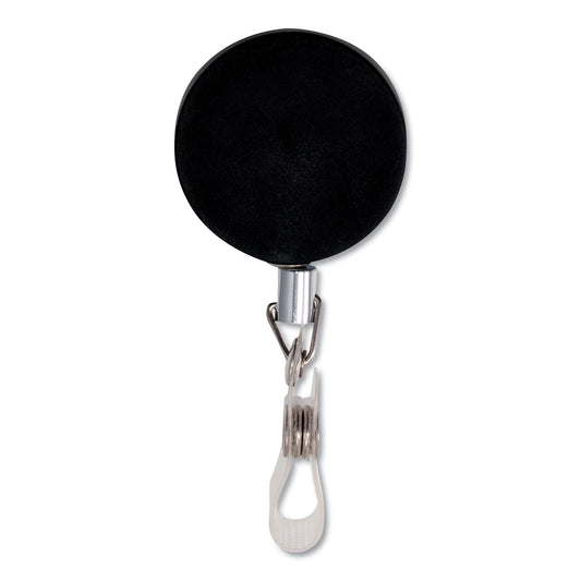 Advantus Premier Heavy-Duty Retractable ID Card Reel, 24" Extension, Black/Silver, 12/Box (75406)