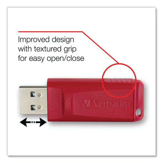 Verbatim Store 'n' Go USB Flash Drive, 4 GB, Assorted Colors, 3/Pack (97002)