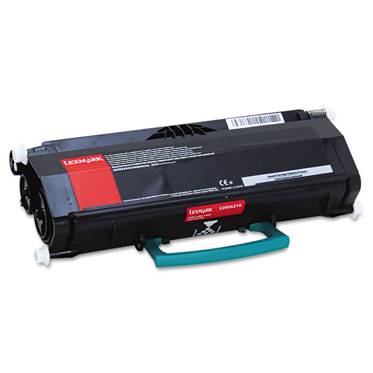 Lexmark E260A21A Toner, 3,500 Page-Yield, Black