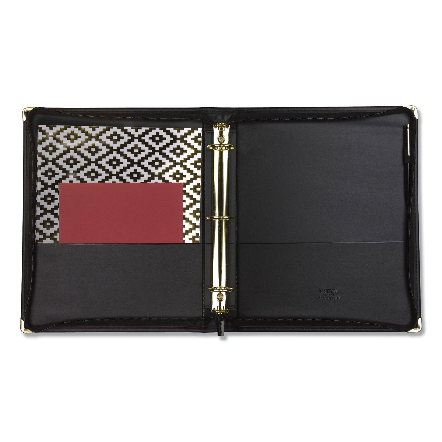 Samsill Classic Collection Zipper Ring Binder, 3 Rings, 1.5" Capacity, 11 x 8.5, Black (15250)