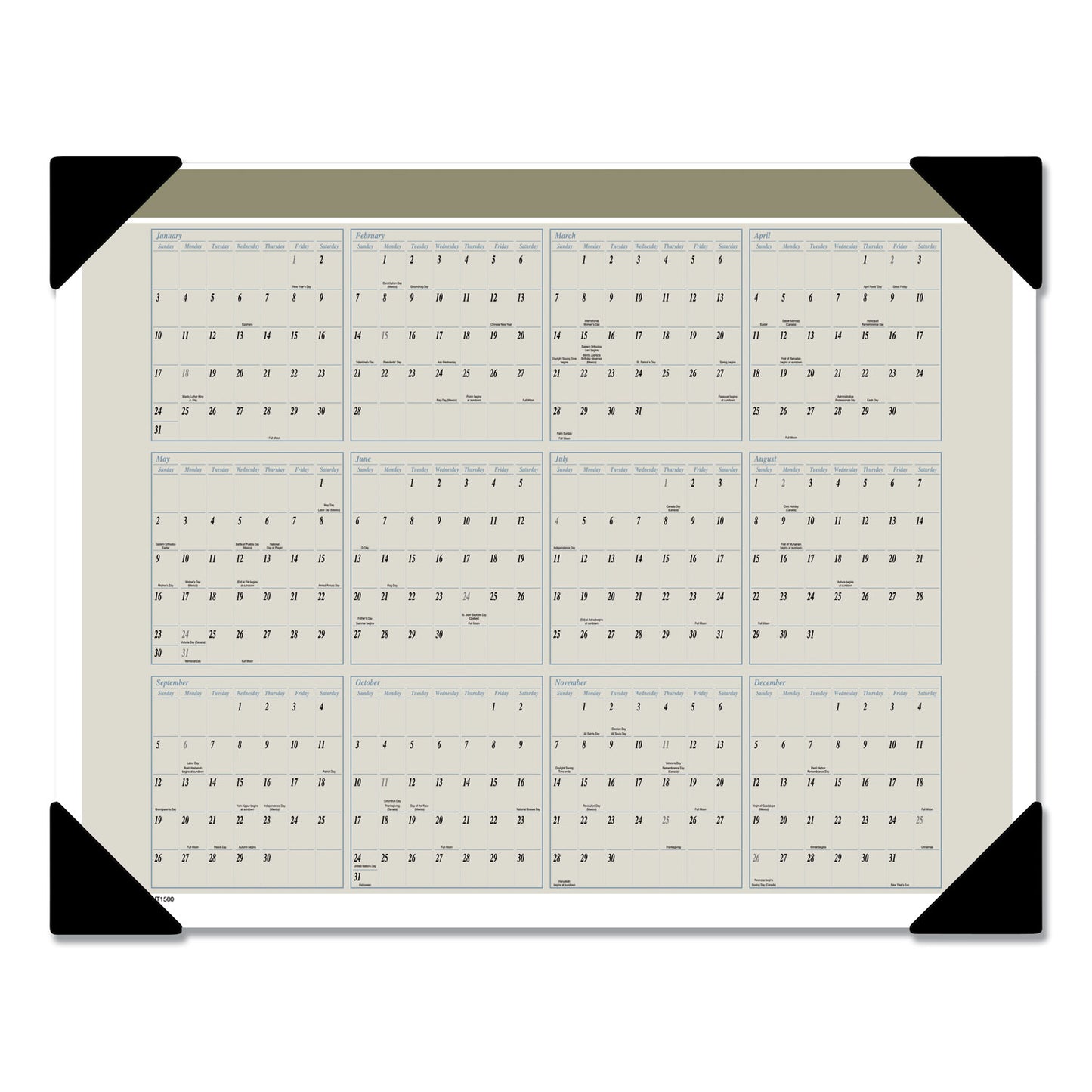 AT-A-GLANCE Executive Monthly Desk Pad Calendar, 22 x 17, White Sheets, Black Corners, 12-Month (Jan to Dec): 2025 (HT1500)