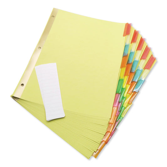 Universal Deluxe Extended Insertable Tab Indexes, 8-Tab, 11 x 8.5, Buff, Assorted Tabs, 6 Sets (21876)