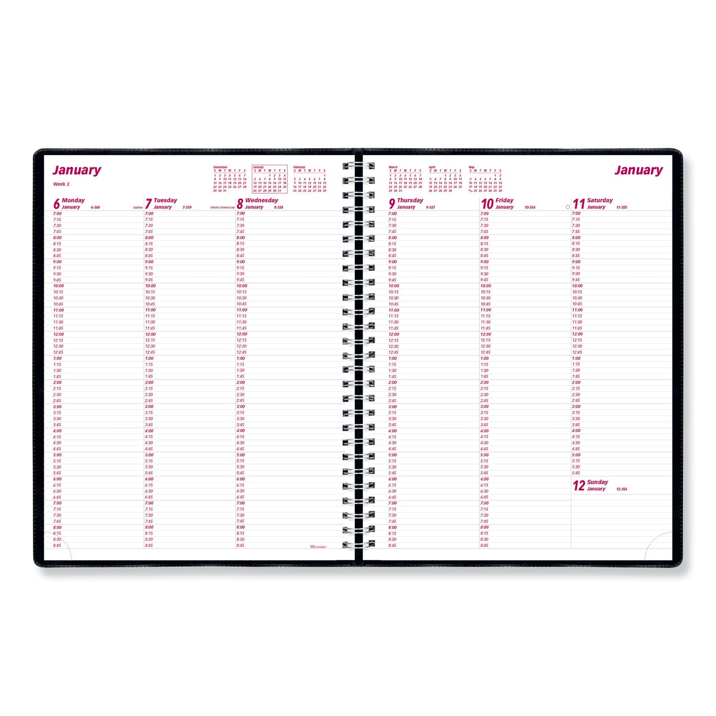 Brownline Essential Collection Weekly Appointment Book in Columnar Format, 11 x 8.5, Black Cover, 12-Month (Jan to Dec): 2025 (CB950BLK)