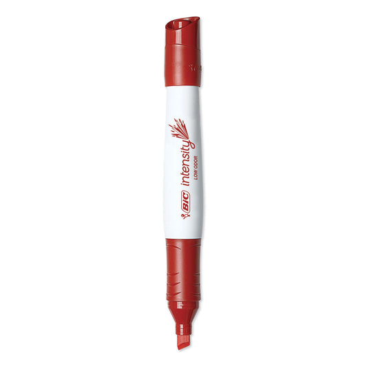BIC Intensity Low Odor Chisel Tip Dry Erase Marker, Extra-Broad Bullet Tip, Red, Dozen (GDEM11RD)