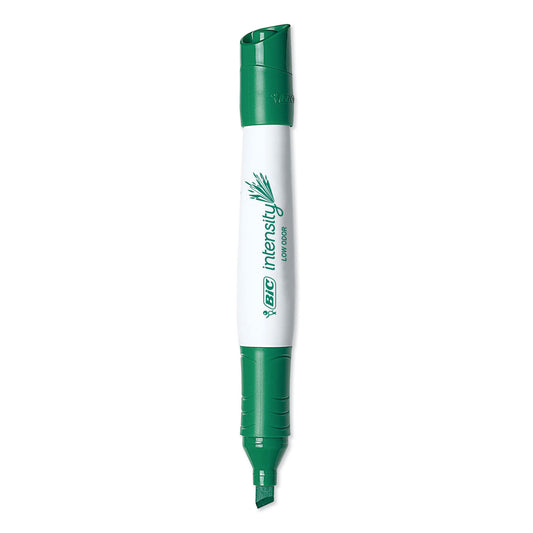 BIC Intensity Low Odor Chisel Tip Dry Erase Marker, Broad Chisel Tip, Green, Dozen (GDEM11GN)