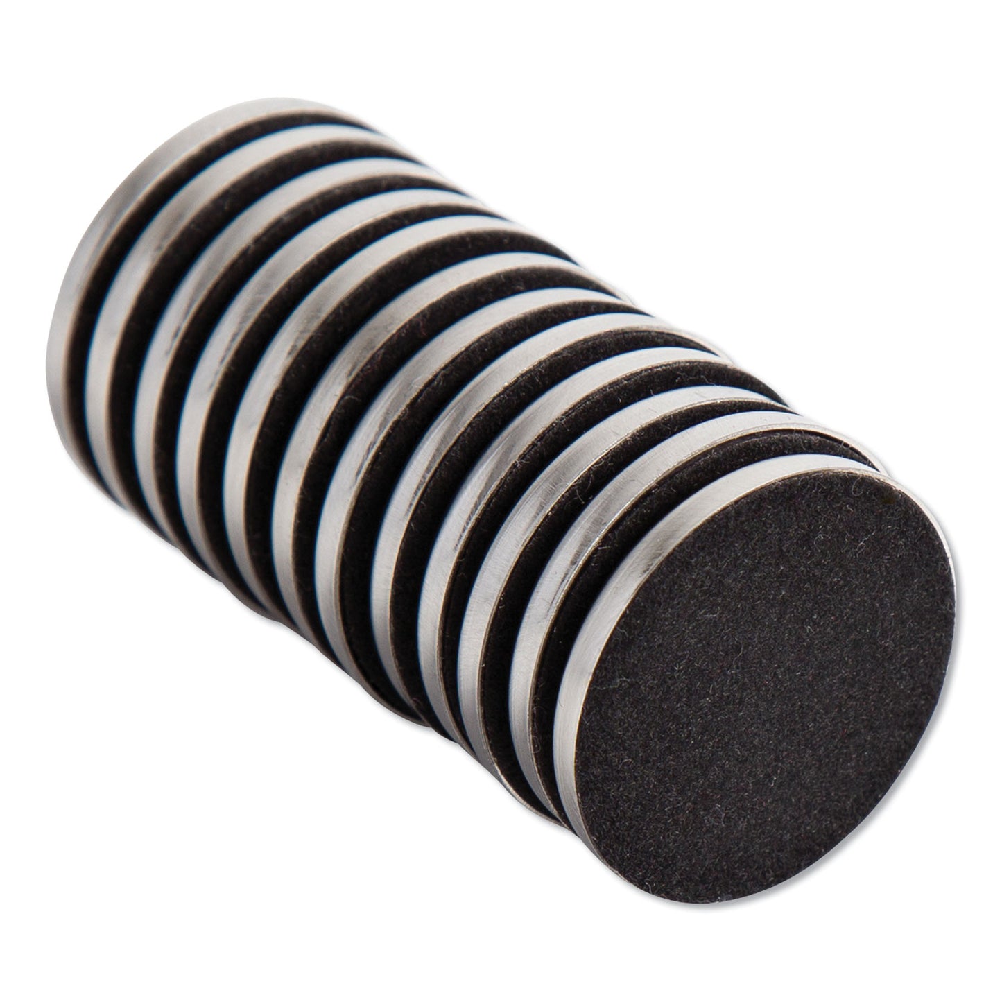 U Brands High Energy Magnets, Circle, Silver, 1.25" Diameter, 12/Pack (2911U0012)