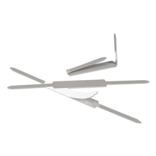 Acco Self-Adhesive Two-Prong Paper Fastener Bases, 1" Capacity, 2.75" Center to Center, Matte Steel, 100/Box (70010)