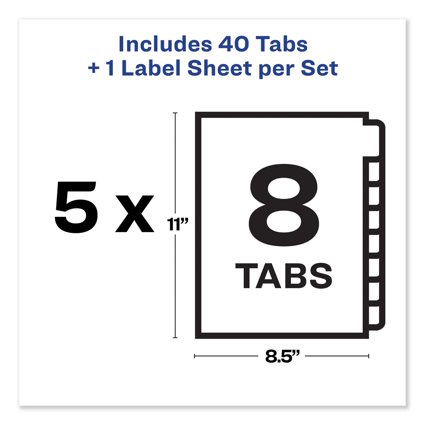 Avery Print and Apply Index Maker Clear Label Unpunched Dividers, 8-Tab, 11 x 8.5, White, 5 Sets (11432)