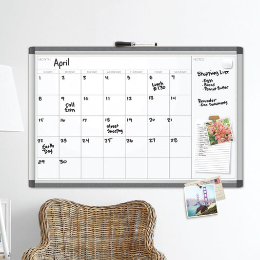 U Brands PINIT Magnetic Dry Erase Undated One Month Calendar, 35 x 23, White (2901U0001)