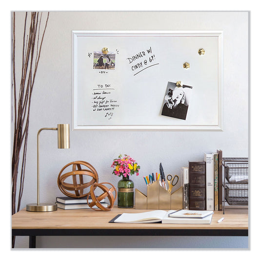 U Brands Magnetic Dry Erase Board with Decor Frame, 30 x 20, White Surface, White Wood Frame (2071U0001)